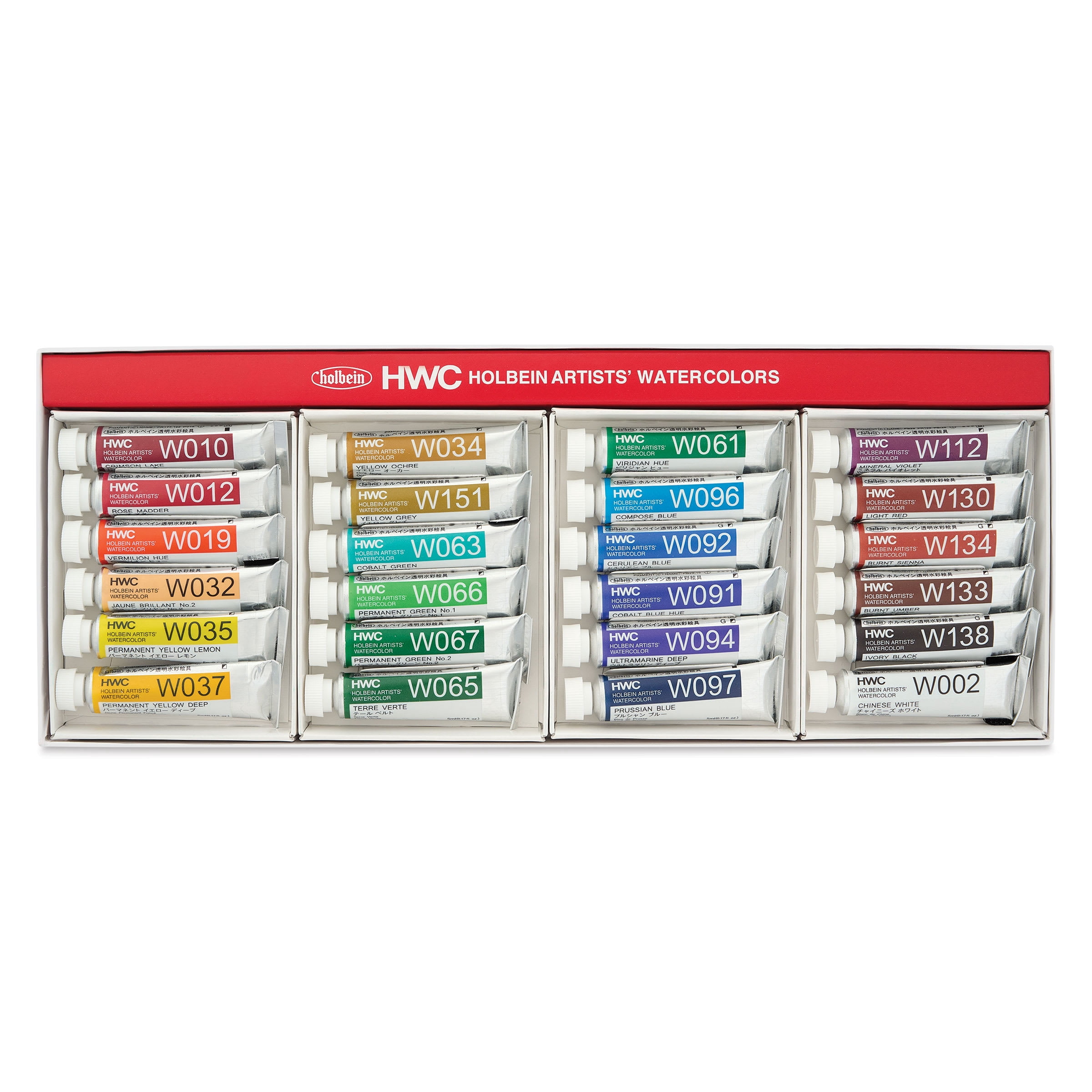 Holbein Artists' Watercolors - Set of 24, Assorted Colors, 5 ml Tubes