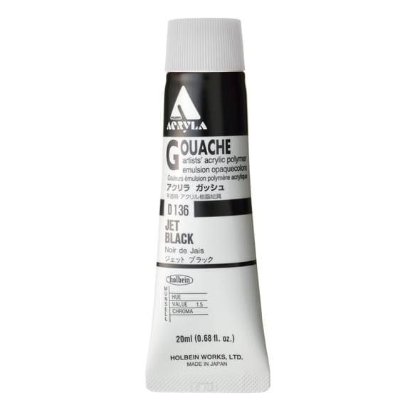 Holbein Acrylic Gouache, Jet Black, 20ml