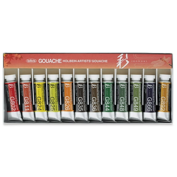 Holbein Irodori Artist Gouache - Set of 12, Autumn, 15 ml Tubes