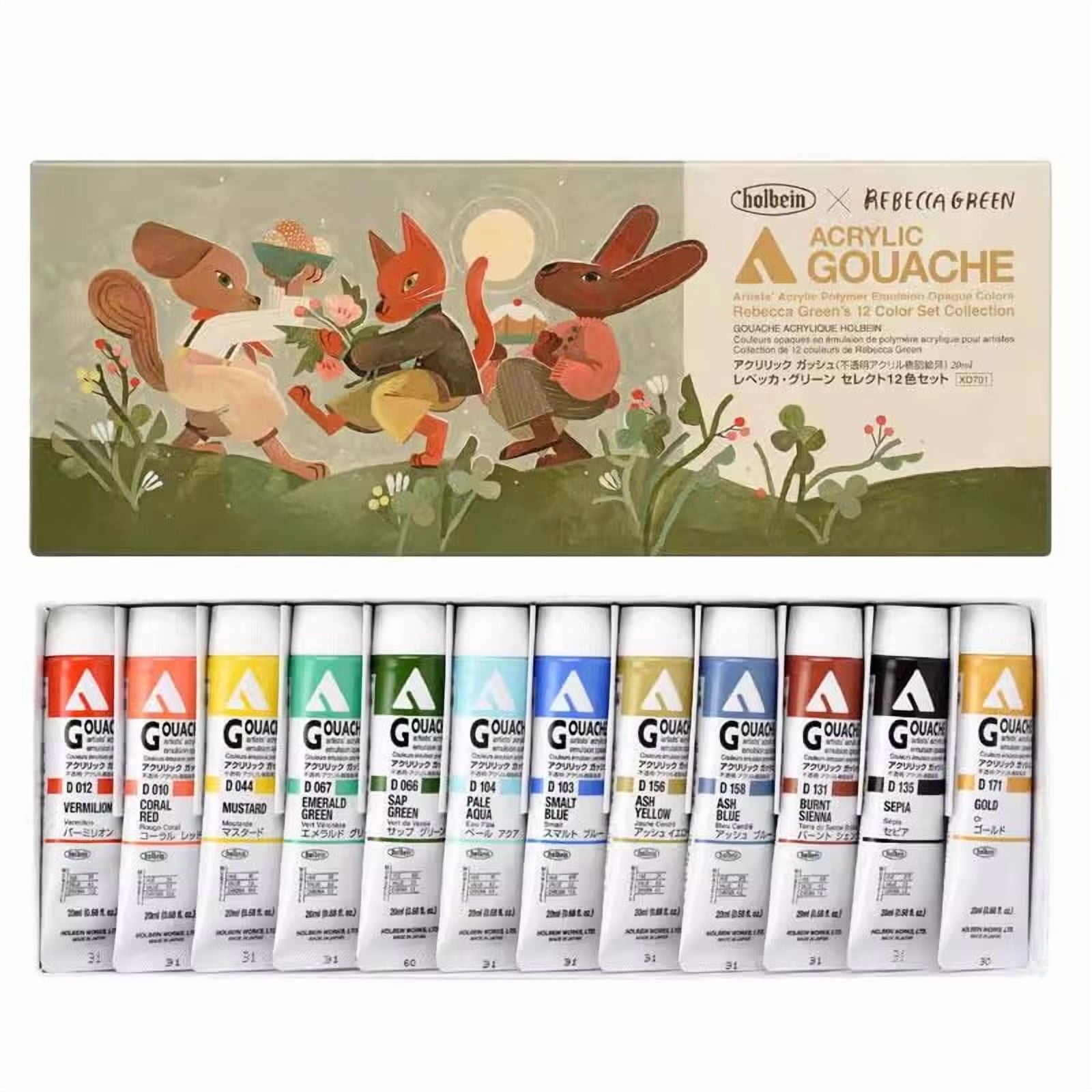 Holbein&Rebecca Green  collection 12color X 20ml set Acrylic Gouache