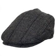 Holborn Herringbone Plaid Wool Blend Ivy Cap - M - Charcoal
