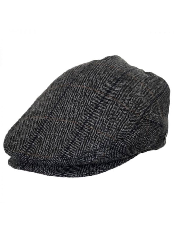 Holborn Herringbone Plaid Wool Blend Ivy Cap - M - Charcoal