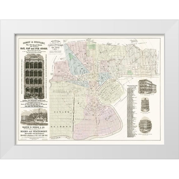 Holbrooks 32x25 White Modern Wood Framed Museum Art Print Titled - Newark New Jersey - Holbrooks 1879