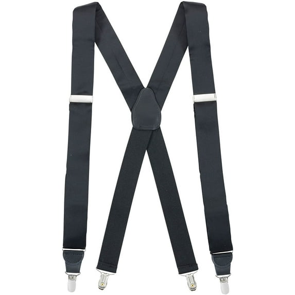 Hold'Em 100% Silk Clip End Dress Tuxedo Suspenders for Adult Men - Black