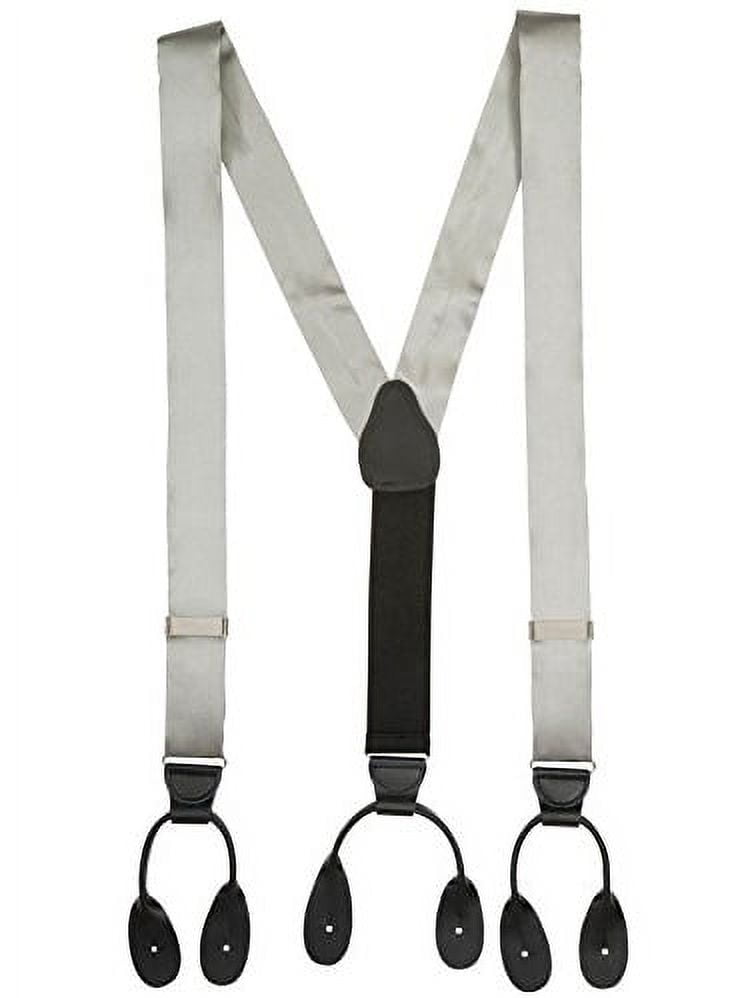 Hold'Em 100 Silk Suspenders For Men Y Back Fancy Solid Button End Dress Suspender Made in USA