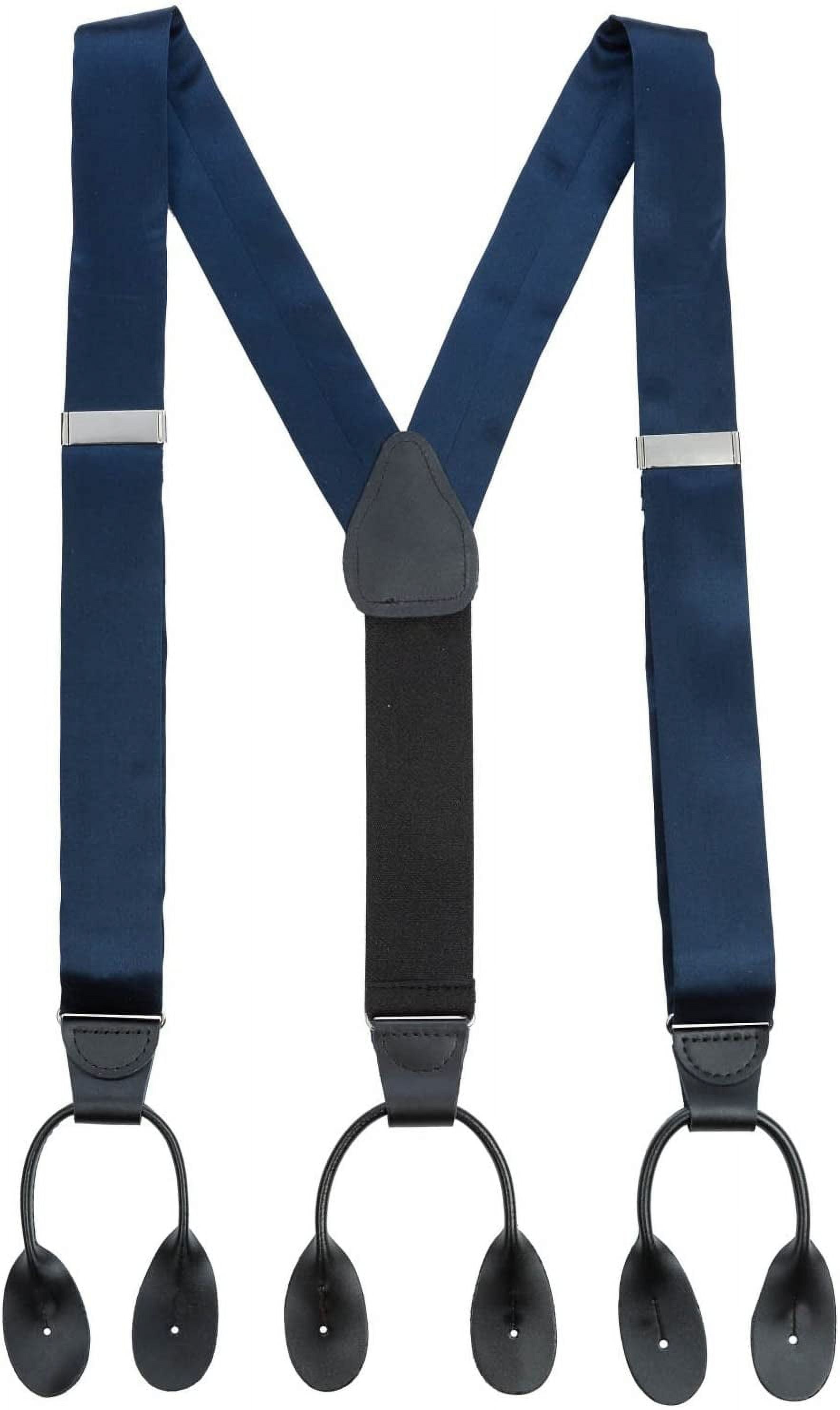 Hold'Em 100 Silk Suspenders For Men Y Back Fancy Solid Button End Dress Suspender Made in USA