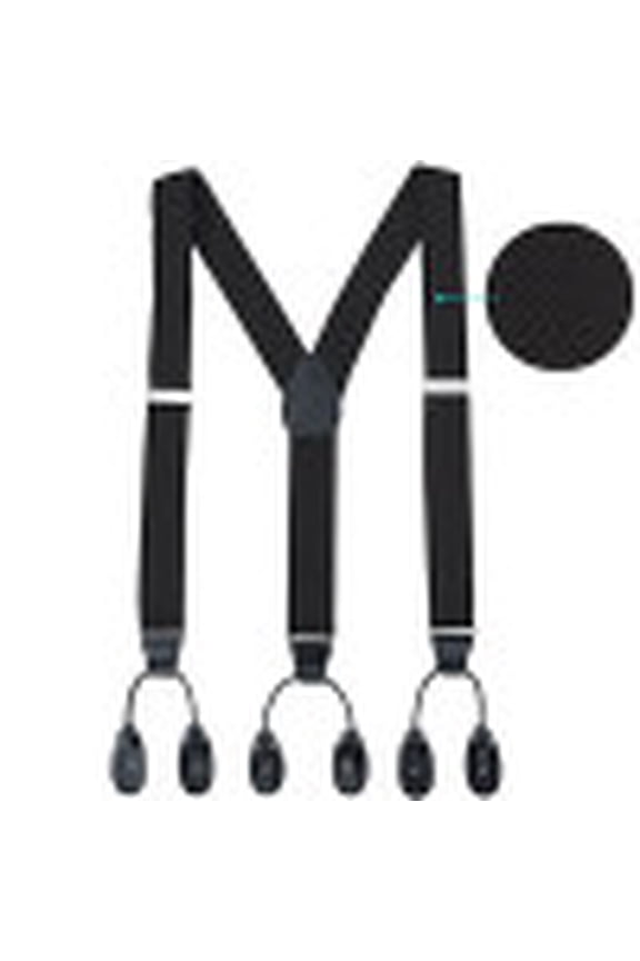 100% Silk Suspenders For Men Y - Back Fancy Solid Button End Dress Suspender – Many Colors and Designs Perfect for Tuxedo - Black Pin Dot