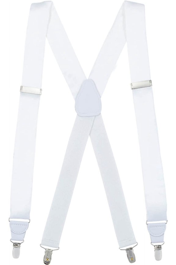 100% Silk Suspenders for Men Clip End Dress Tuxedo Suspender - Ivory