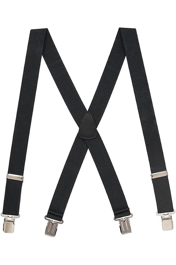 100% Silk for Men x - Back Fancy Solid Clip Suspender -Black