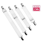 Hold Em Bed Sheet Fastener Suspenders - Adjustable, Straight or Crisscross Sheet Strap Holder Clips Black & White