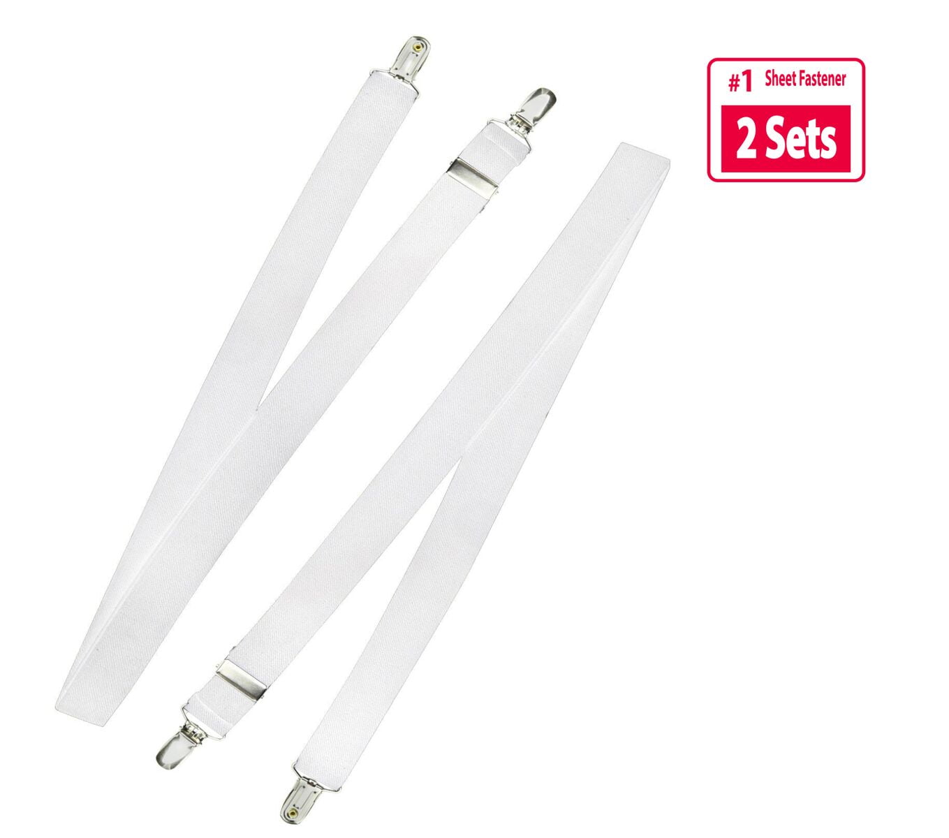 Hold’Em Bed Sheet Fastener Suspenders - Adjustable, Straight or Crisscross Sheet Strap Holder Clips Black & White