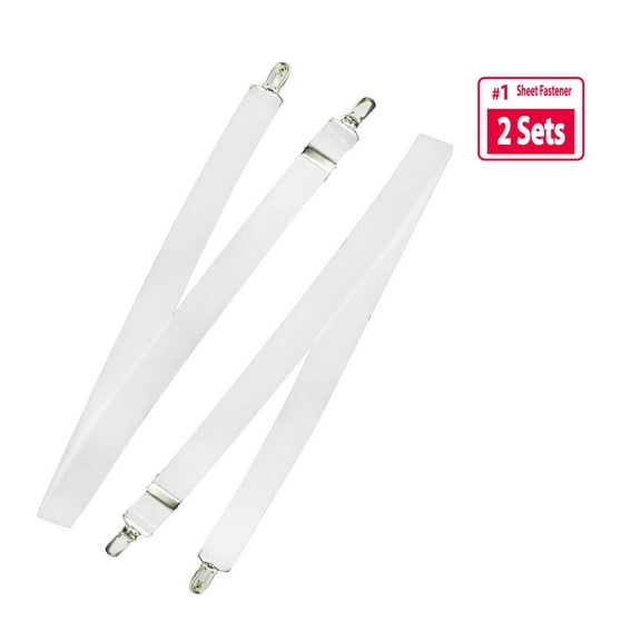 HoldEm Bed Sheet Fastener Suspenders - Adjustable, Straight or Crisscross Sheet Strap Holder Clips Black & White