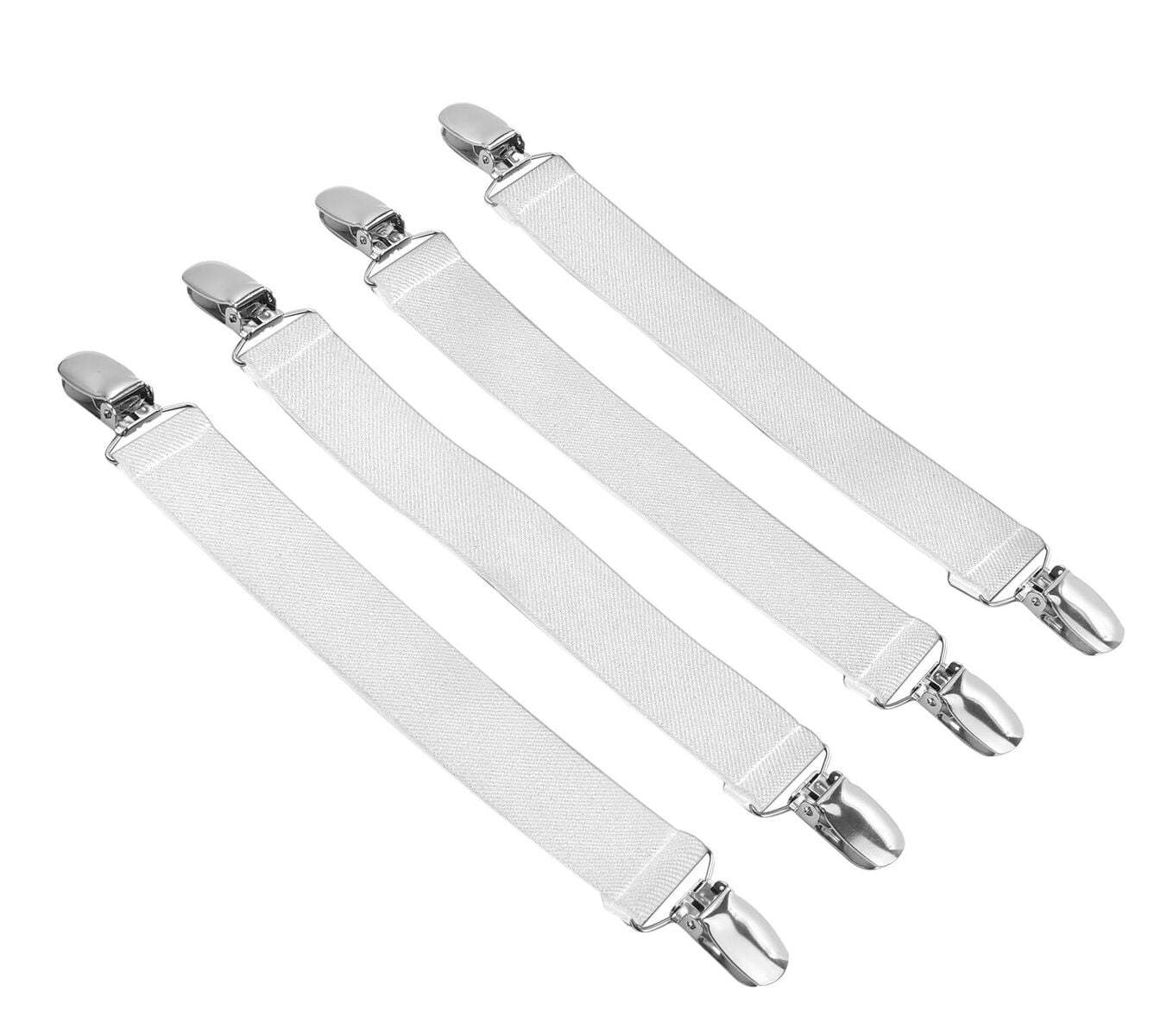 Hold’Em Bed Sheet Fastener Suspenders - Adjustable, Straight or Crisscross Sheet Strap Holder Clips Black & White