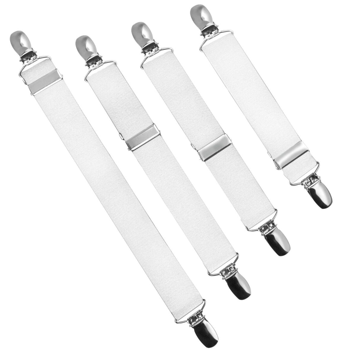 Hold’Em Bed Sheet Fastener Suspenders - Adjustable, Straight or Crisscross Sheet Strap Holder Clips Black & White
