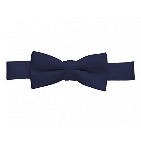 Hold'Em Bow Tie For Mens Boys and Baby Satin look Solid Color Adjustable Pre-tied Made in USA - Men Navy Blue