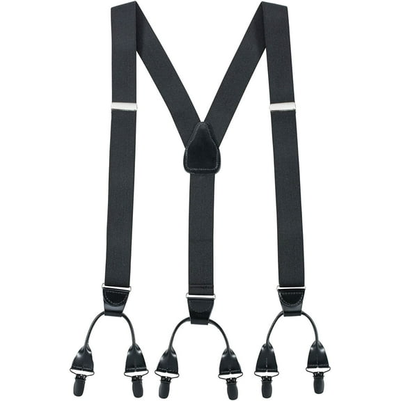 Hold'Em Elastic Suspenders for Men"Double-Hold" Button Look - Black(Tall, 54" Long)