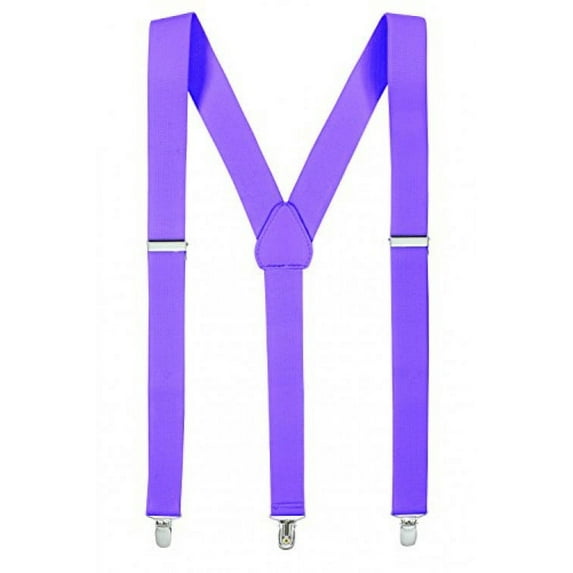 Hold'Em Junior/Adults Men Adjustable Elastic Solid 1" Suspenders Featuring STURDY POLISHED CLIPS - Lavender XL