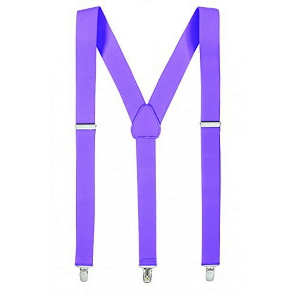 Hold'Em Junior/Adults Men Adjustable Elastic Solid 1" Suspenders Featuring STURDY POLISHED CLIPS - Lavender XL