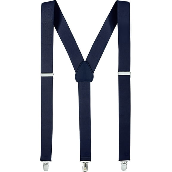 Hold'Em Junior/Adults Men Adjustable Elastic Solid 1" Suspenders - Navy