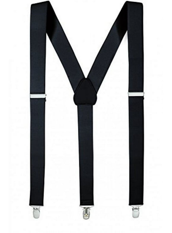Hold'Em Junior/Adults Men Elastic 1" Suspenders Featuring Sturdy Polished Clips - Black R