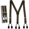 thumbnail image 1 of Hold'Em Men Y-Back Genuine Leather Trimmed Button End Tuxedo Suspenders Many Colors and Designs - Brown (Tall 54" Long), 1 of 7