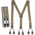 thumbnail image 1 of Hold'Em Men Y-Back Genuine Leather Trimmed Button End Tuxedo Suspenders Many Colors and Designs - Tan (Tall 54" Long), 1 of 7