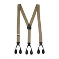 thumbnail image 1 of Hold'Em Men Y-Back Genuine Leather Trimmed Button End Tuxedo Suspenders Many Colors and Designs - Tan with Black Leather (Tall 54" Long), 1 of 5