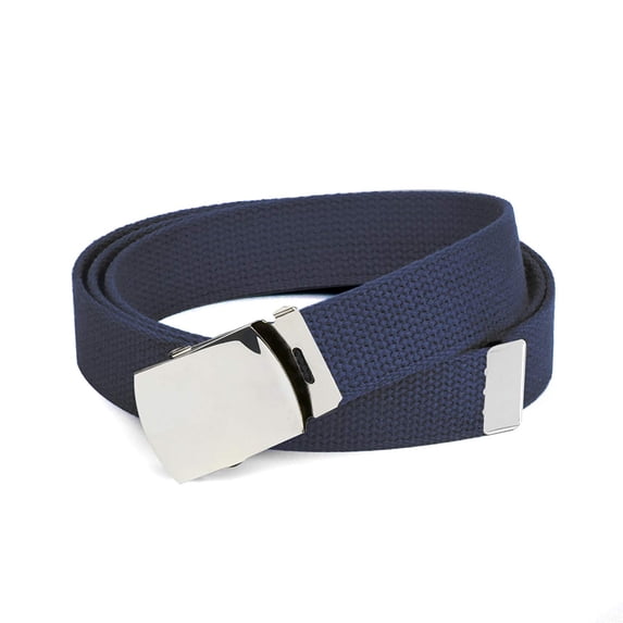 Hold'em Military Canvas Webbing Belts for Men Polished Silver Slider Buckle Heavy Duty Adjustable