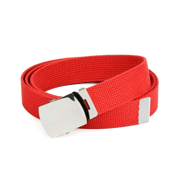 Hold’em Military Canvas Webbing Belts for Men’s–Polished Silver Slider Buckle Heavy Duty Adjustable