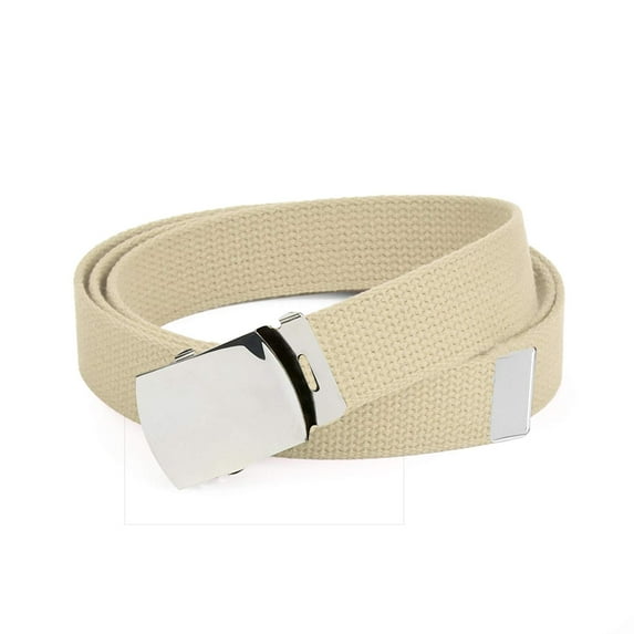 Hold’em Military Canvas Webbing Belts for Men’s–Polished Silver Slider Buckle Heavy Duty Adjustable