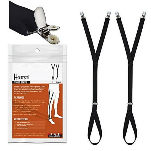 Hold'Em Premium Shirt Stays Ultra Soft Elastic with Extra Sturdy Strong Metal Clips