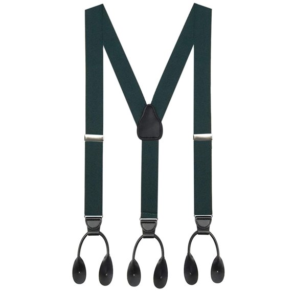 Hold'em Y-Back Genuine Leather Trimmed Button End Tuxedo Suspender for Men Many Colors and Designs