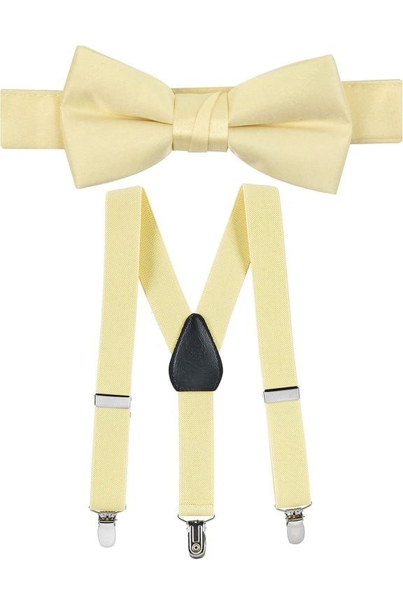 Hold’Em Suspenders and Bow Tie Set for Kids, Boys, and Baby Pre-tied Bow Tie - Banana 26"