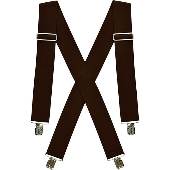 Hold'Em Suspenders for Men Heavy Duty Utility Clips 2" - Brown