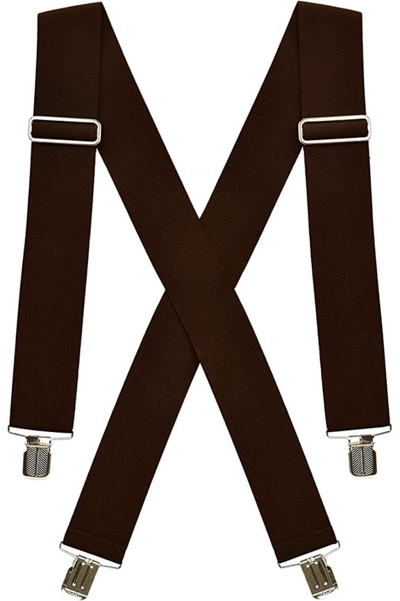 Suspenders for Men Heavy Duty Utility Clips 2" - Brown