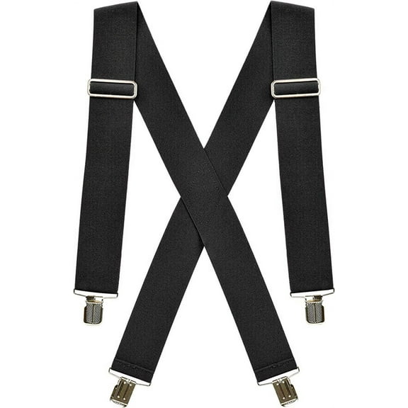 Hold'Em Suspenders for Men Heavy Duty Utility Clips 2" Wide - Black