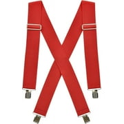 Hold’Em Suspenders for Men Heavy Duty Utility Clips 2” Wide - Red