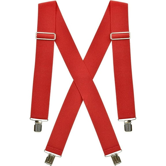 Hold’Em Suspenders for Men Heavy Duty Utility Clips 2” Wide - Red