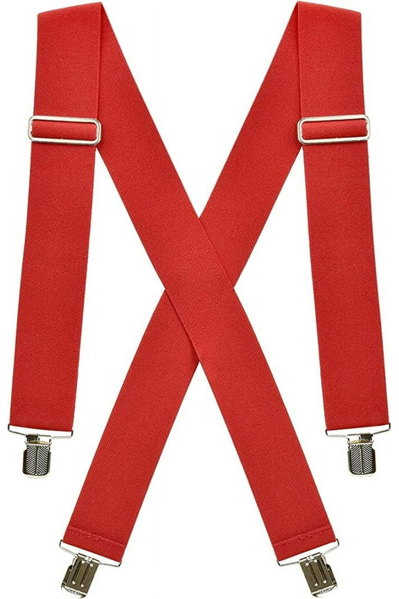 Hold’Em Suspenders for Men Heavy Duty Utility Clips 2” Wide - Red