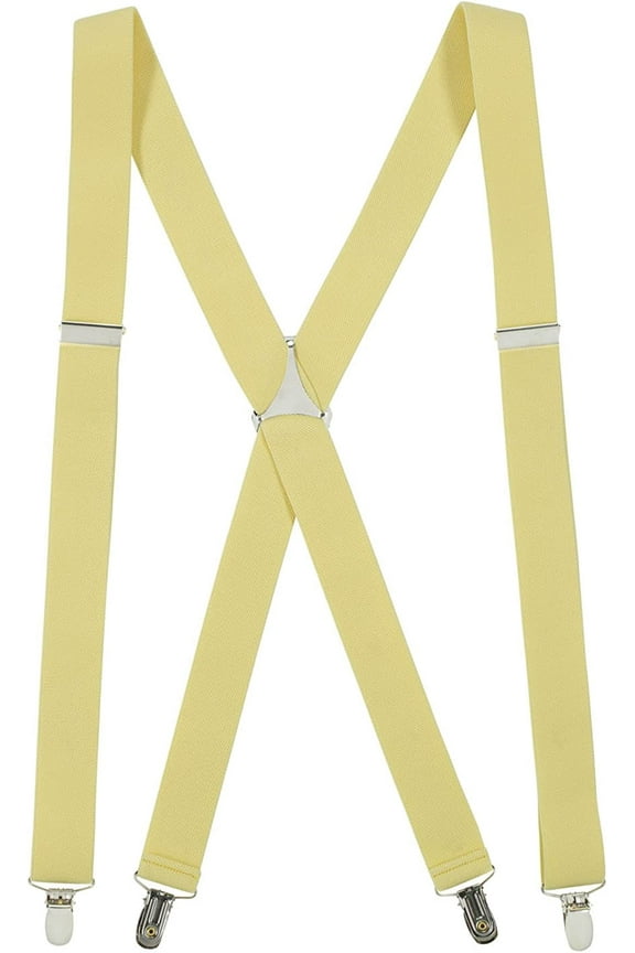 Suspenders for Men X-Back Adjustable Straight Clip-on Tuxedo Suspenders - Banana (Regular 46" Long)
