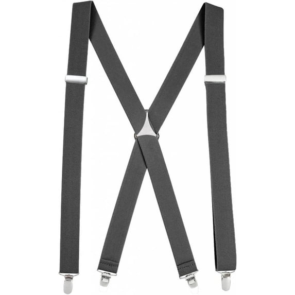 Hold'Em Suspenders for Men X-Back Adjustable Straight Clip-on Tuxedo Suspenders - Grey (Tall, 54" Long)