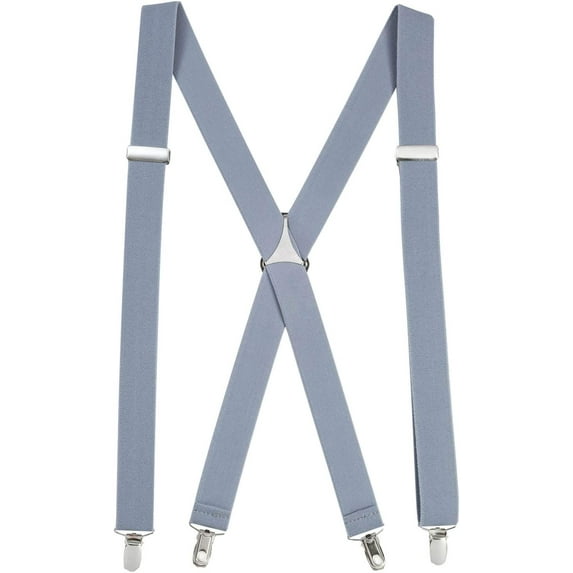 Hold'Em Suspenders for Men x-Back Adjustable Straight Clip - Light Grey (Tall, 46" Long)