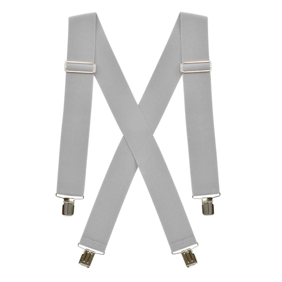 Hold’Em Suspenders for men Heavy Duty utility Clips 2” Wide - Light Grey