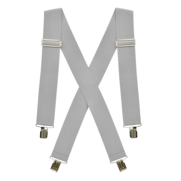Hold’Em Suspenders for men Heavy Duty utility Clips 2” Wide - Light Grey