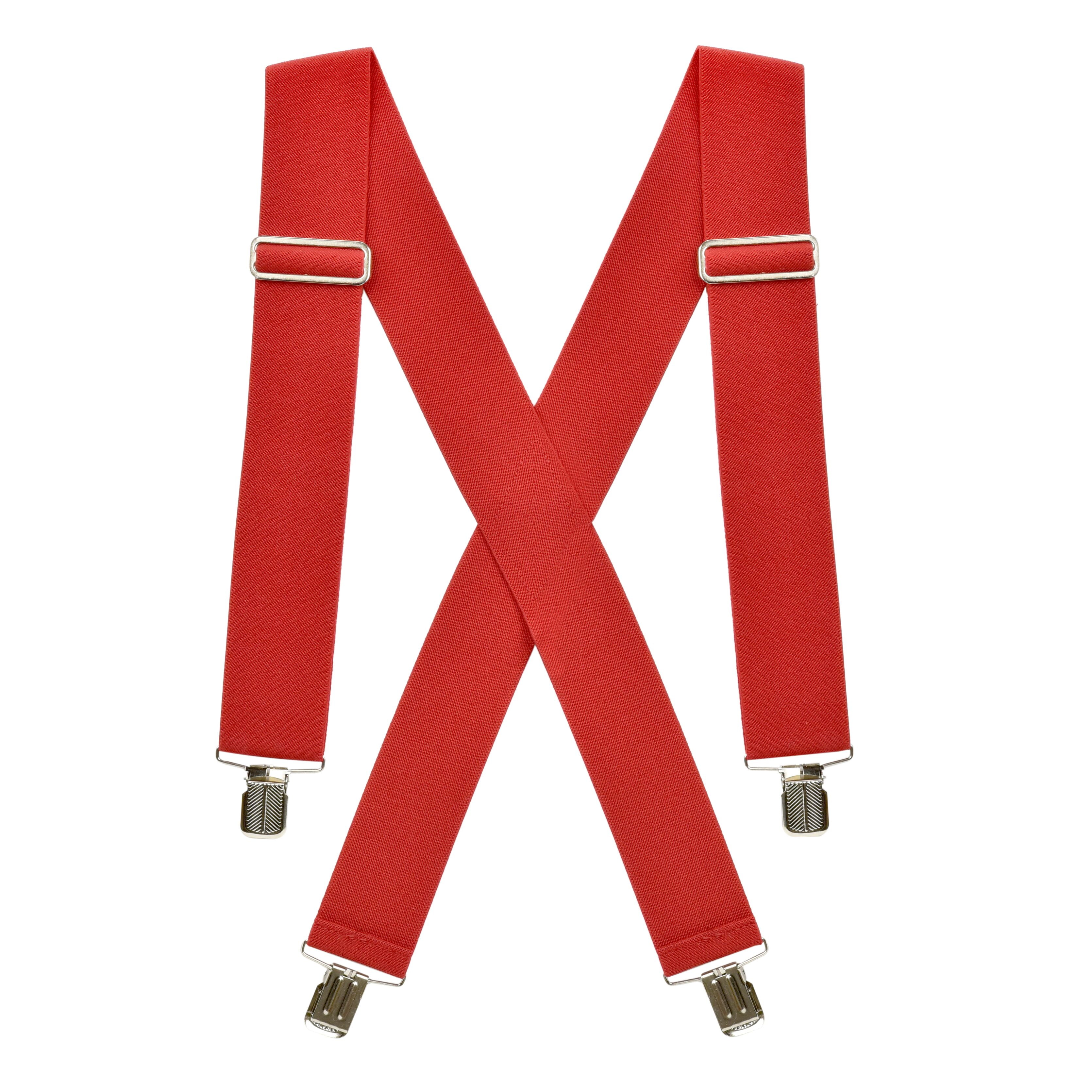 Hold'em Heavy Duty X-Back Adjustable Work Suspender with Extra Heavy Clips - Red (Available in 3 Colors), Men's