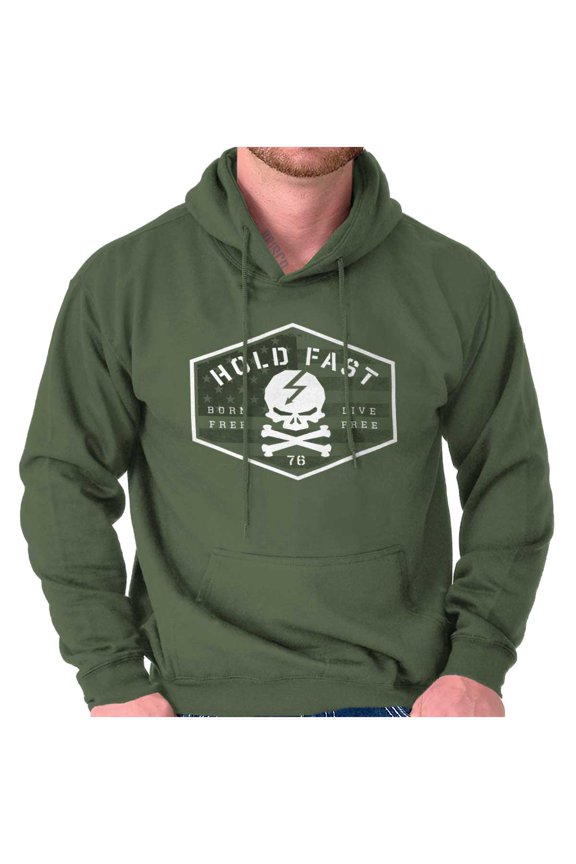 Hold Fast Freedom Flag Skull Bones Hoodie Sweatshirt Women Men Brisco Brands M