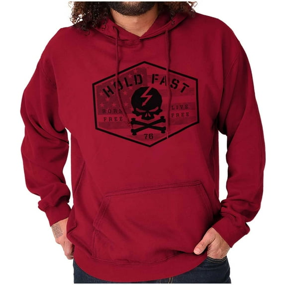 Hold Fast Freedom Flag Skull Bones Unisex Plus Fleece Graphic Hoodie Brisco Brands 5X