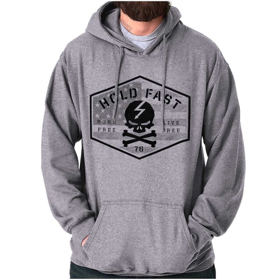 Hold Fast Freedom Flag Skull Bones Unisex Plus Fleece Graphic Hoodie Brisco Brands 5X