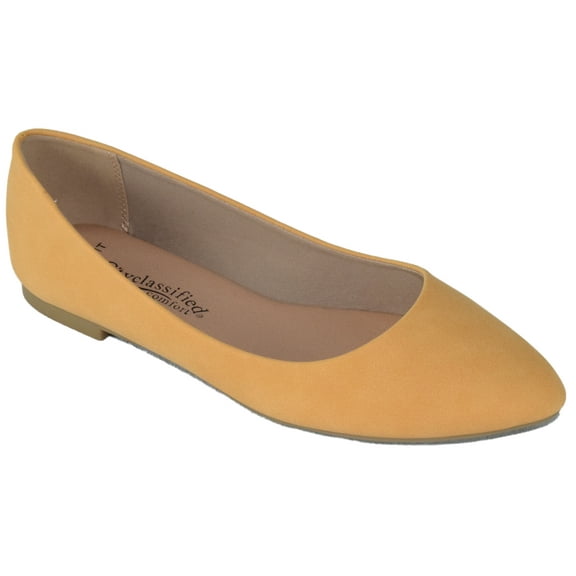 Hold Mango Yellow City Classified Women Casual Wide Width Fit Flat Office Shoes Pointy Toe 5.5