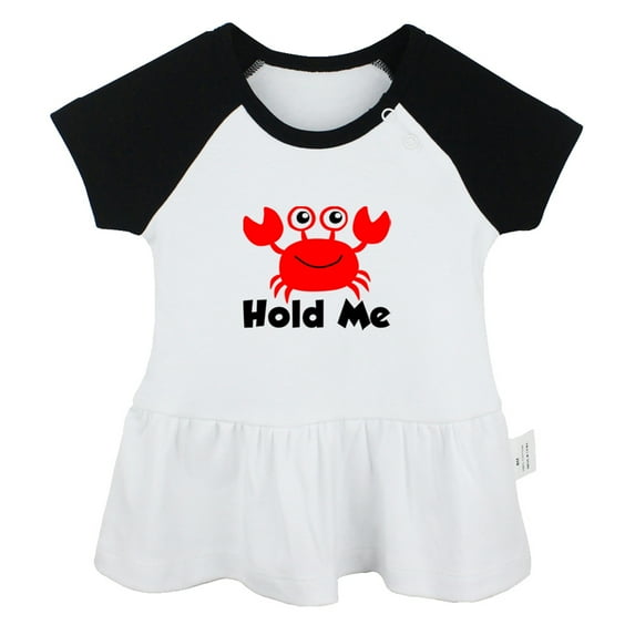 Hold Me Funny Dresses For Baby, Newborn Babies Animal Crab Pattern Skirts, Infant Princess Dress, 0-24M Kids Graphic Clothes (Black Raglan Dresses, 6-12 Months)